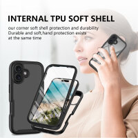 Outdoor Hülle iPhone 16 Plus, Panzer Handy Tasche 360 Grad TPU Case mit Displayschutz