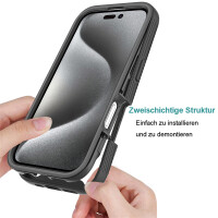 Outdoor Hülle iPhone 16 Pro, Panzer Handy Tasche 360 Grad TPU Case mit Displayschutz