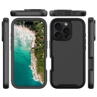 Outdoor Hülle iPhone 16 Pro, Panzer Handy Tasche 360 Grad TPU Case mit Displayschutz