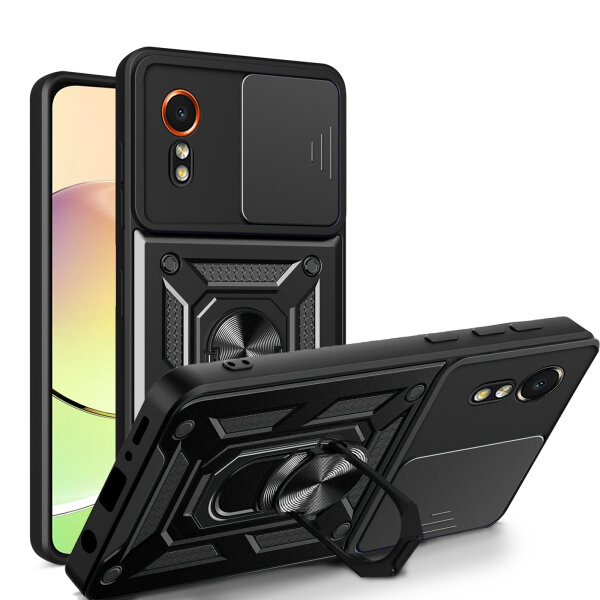 Outdoor Panzer Hülle für Samsung Galaxy Xcover 7 mit Kameraschutz Ringhalter Bumper Schwarz