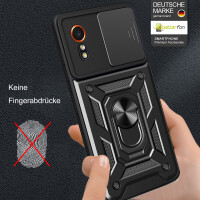 Outdoor Panzer Hülle für Samsung Galaxy Xcover 7 mit Kameraschutz Ringhalter Bumper Schwarz