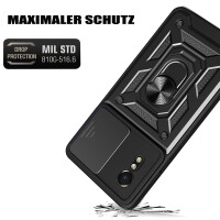 Outdoor Panzer Hülle für Samsung Galaxy Xcover 7 mit Kameraschutz Ringhalter Bumper Schwarz