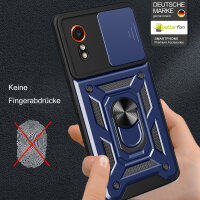 Outdoor Panzer Hülle für Samsung Galaxy Xcover 7 mit Kameraschutz Ringhalter Bumper Blau