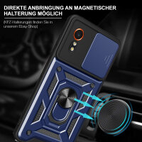 Outdoor Panzer Hülle für Samsung Galaxy Xcover 7 mit Kameraschutz Ringhalter Bumper Blau