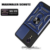 Outdoor Panzer Hülle für Samsung Galaxy Xcover 7 mit Kameraschutz Ringhalter Bumper Blau