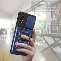 Outdoor Panzer Hülle für Samsung Galaxy Xcover 7 mit Kameraschutz Ringhalter Bumper Blau