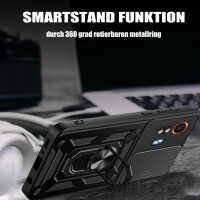 Outdoor Panzer Hülle Motorola Moto G04 G24 E14 Handyhülle mit Kameraschutz Ringhalter Schwarz