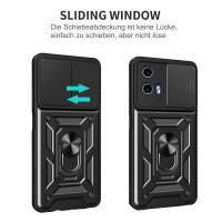 Outdoor Panzer Hülle Motorola Moto G04 G24 E14 Handyhülle mit Kameraschutz Ringhalter Schwarz