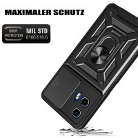 Outdoor Panzer Hülle Motorola Moto G04 G24 E14 Handyhülle mit Kameraschutz Ringhalter Schwarz