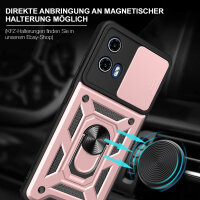 Outdoor Panzer Hülle Motorola Moto G04 G24 E14 Handyhülle mit Kameraschutz Ringhalter Rosegold