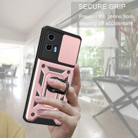 Outdoor Panzer Hülle Motorola Moto G04 G24 E14 Handyhülle mit Kameraschutz Ringhalter Rosegold