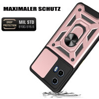 Outdoor Panzer Hülle Motorola Moto G04 G24 E14 Handyhülle mit Kameraschutz Ringhalter Rosegold