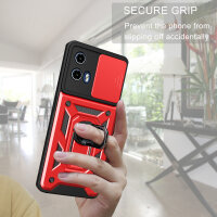 Outdoor Panzer Hülle Motorola Moto G04 G24 E14 Handyhülle mit Kameraschutz Ringhalter Rot