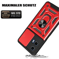 Outdoor Panzer Hülle Motorola Moto G04 G24 E14 Handyhülle mit Kameraschutz Ringhalter Rot