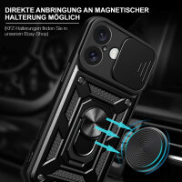 Handyhülle für Apple iPhone 16 – Ring Panzer Case Schwarz