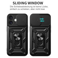 Handyhülle für Apple iPhone 16 – Ring Panzer Case Schwarz