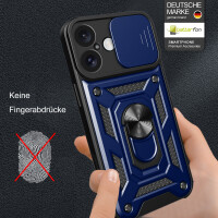 Handyhülle für Apple iPhone 16 – Ring Panzer Case Blau