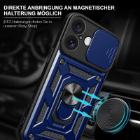 Handyhülle für Apple iPhone 16 – Ring Panzer Case Blau