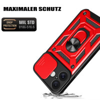 Handyhülle für Apple iPhone 16 – Ring Panzer Case Rot