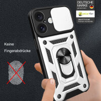 Handyhülle für Apple iPhone 16 – Ring Panzer Case Silber