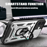 Handyhülle für Apple iPhone 16 – Ring Panzer Case Silber