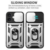 Handyhülle für Apple iPhone 16 – Ring Panzer Case Silber