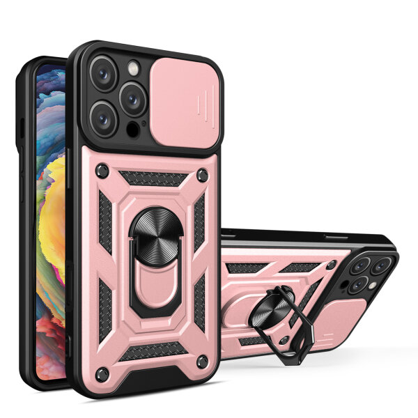 Handyhülle für Apple iPhone 16 Pro – Ring Panzer Case Roségold