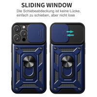 Panzer Hülle iPhone 16 Pro Handyhülle Kameraschutz Ringhalter Blau