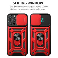 Panzer Hülle iPhone 16 Pro Handyhülle Kameraschutz Ringhalter Rot