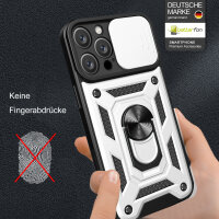 Handyhülle für Apple iPhone 16 Pro – Ring Panzer Case Silber