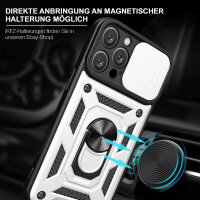 Handyhülle für Apple iPhone 16 Pro – Ring Panzer Case Silber