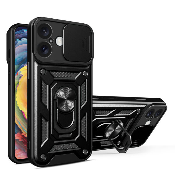 Handyhülle für Apple iPhone 16 Plus – Panzer Cover Case Schwarz