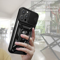 Handyhülle für Apple iPhone 16 Pro Max – Ring Panzer Case Schwarz