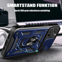 Handyhülle für Apple iPhone 16 Pro Max – Ring Panzer Case Blau