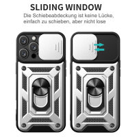 Handyhülle für Apple iPhone 16 Pro Max – Ring Panzer Case Silber