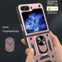 Outdoor Panzer Hülle für Samsung Galaxy Z Flip 6 mit Kameraschutz Ringhalter Rosegold