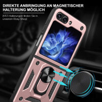 Outdoor Panzer Hülle für Samsung Galaxy Z Flip 6 mit Kameraschutz Ringhalter Rosegold