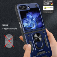 Outdoor Panzer Hülle für Samsung Galaxy Z Flip 6 mit Kameraschutz Ringhalter Blau