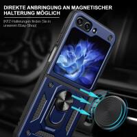 Outdoor Panzer Hülle für Samsung Galaxy Z Flip 6 mit Kameraschutz Ringhalter Blau