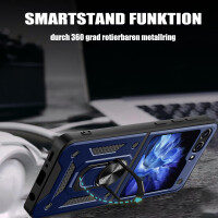 Outdoor Panzer Hülle für Samsung Galaxy Z Flip 6 mit Kameraschutz Ringhalter Blau
