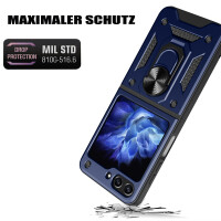 Outdoor Panzer Hülle für Samsung Galaxy Z Flip 6 mit Kameraschutz Ringhalter Blau