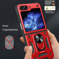 Outdoor Panzer Hülle für Samsung Galaxy Z Flip 6 mit Kameraschutz Ringhalter Rot