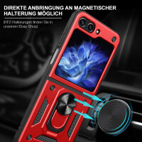 Outdoor Panzer Hülle für Samsung Galaxy Z Flip 6 mit Kameraschutz Ringhalter Rot