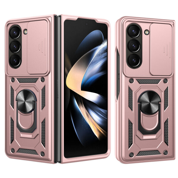 Outdoor Panzer Hülle für Samsung Galaxy Z Fold 6 mit Kameraschutz Ringhalter Rosegold