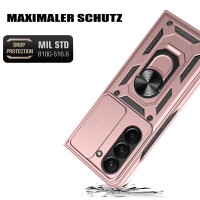 Outdoor Panzer Hülle für Samsung Galaxy Z Fold 6 mit Kameraschutz Ringhalter Rosegold