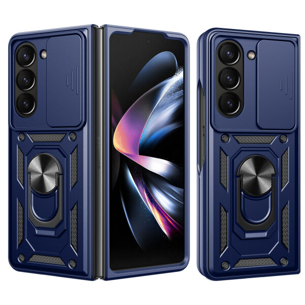 Outdoor Panzer Hülle für Samsung Galaxy Z Fold 6 mit Kameraschutz Ringhalter Blau