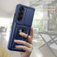 Outdoor Panzer Hülle für Samsung Galaxy Z Fold 6 mit Kameraschutz Ringhalter Blau
