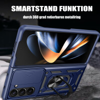 Outdoor Panzer Hülle für Samsung Galaxy Z Fold 6 mit Kameraschutz Ringhalter Blau
