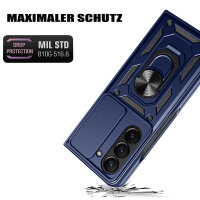 Outdoor Panzer Hülle für Samsung Galaxy Z Fold 6 mit Kameraschutz Ringhalter Blau