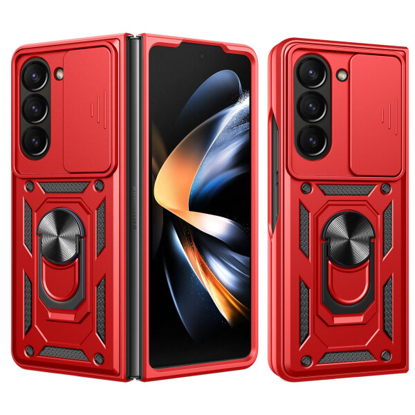 Outdoor Panzer Hülle für Samsung Galaxy Z Fold 6 mit Kameraschutz Ringhalter Rot